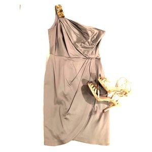 Silver one shoulder cocktail dress